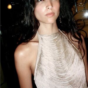 Gorgeous Zara pink fringed halter dress